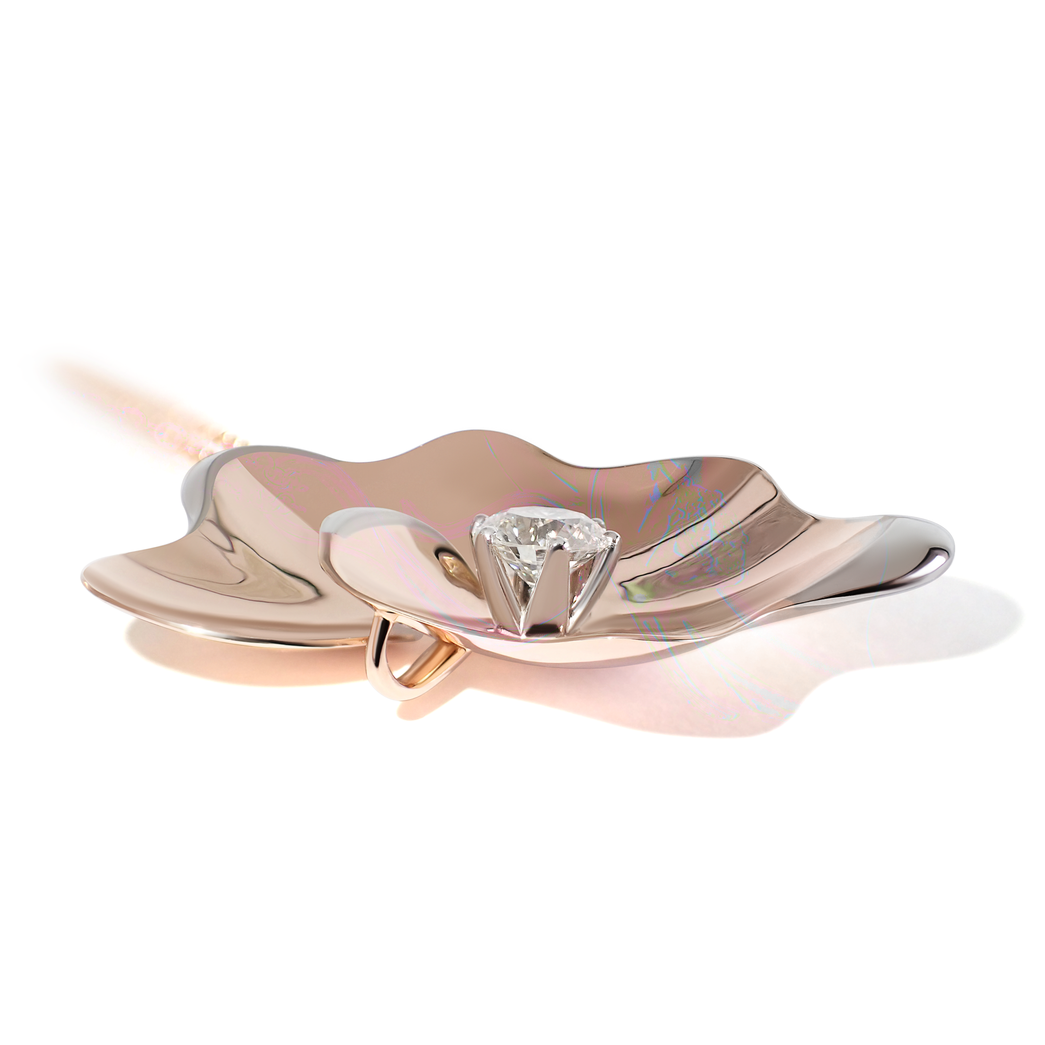 Detail of the Hipassos Bloom Necklace highlighting diamond placement and metal articulation
