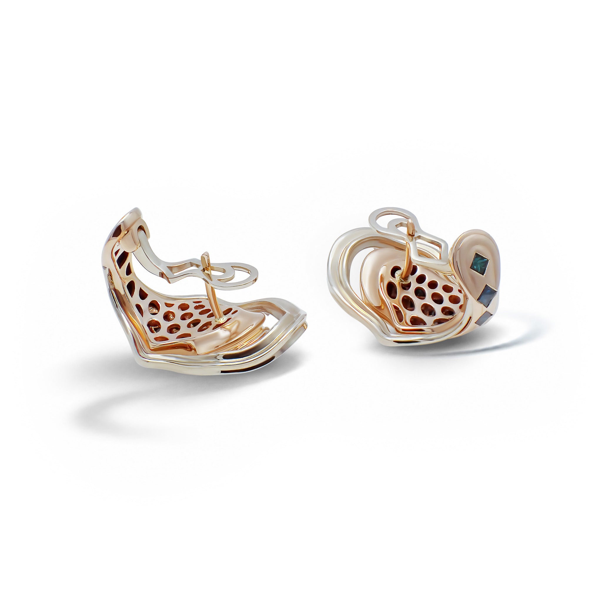 Eos Apex Earrings shown from the reverse, highlighting the beige and rose gold construction.