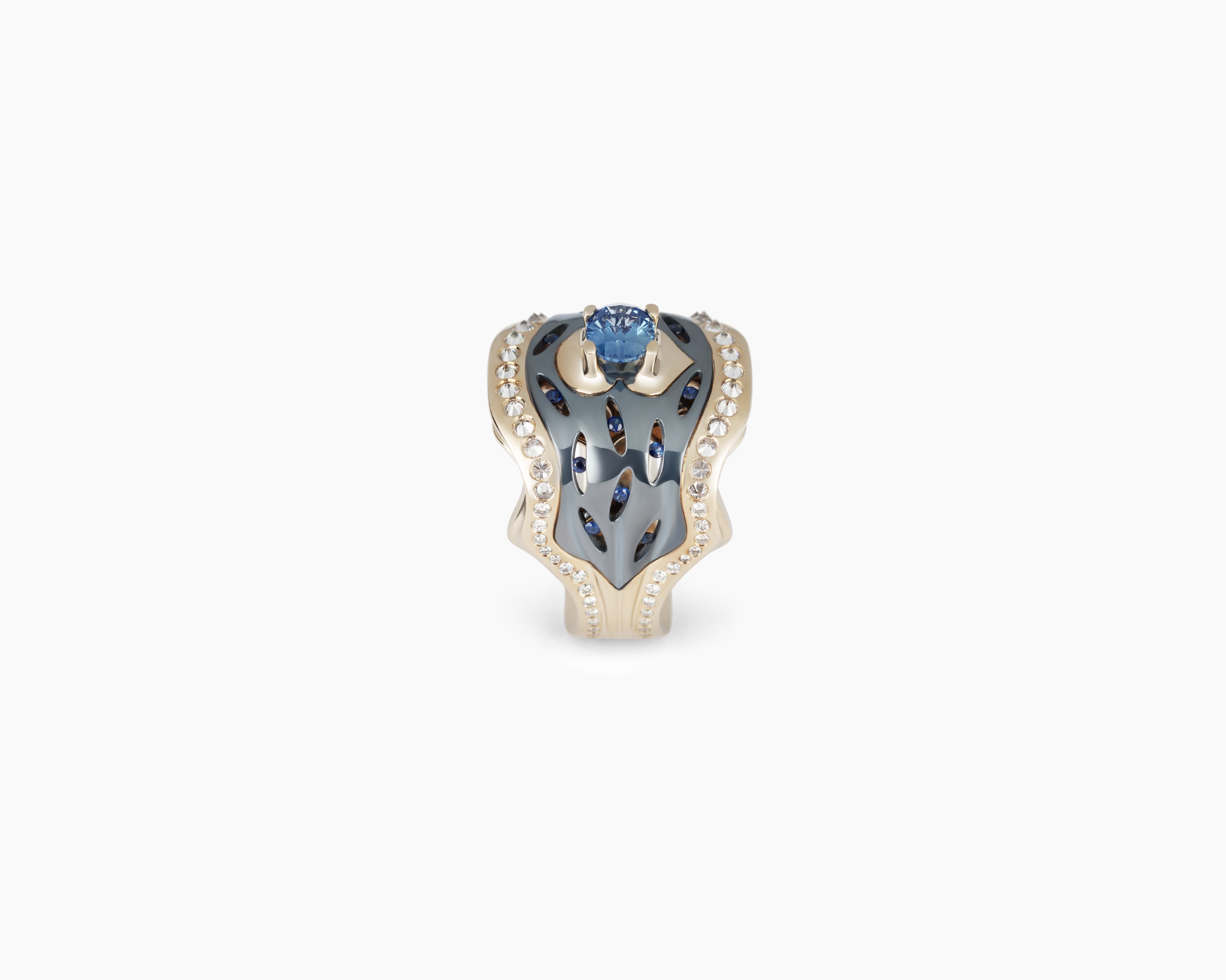 Ephyra ring sculptural pavé structure