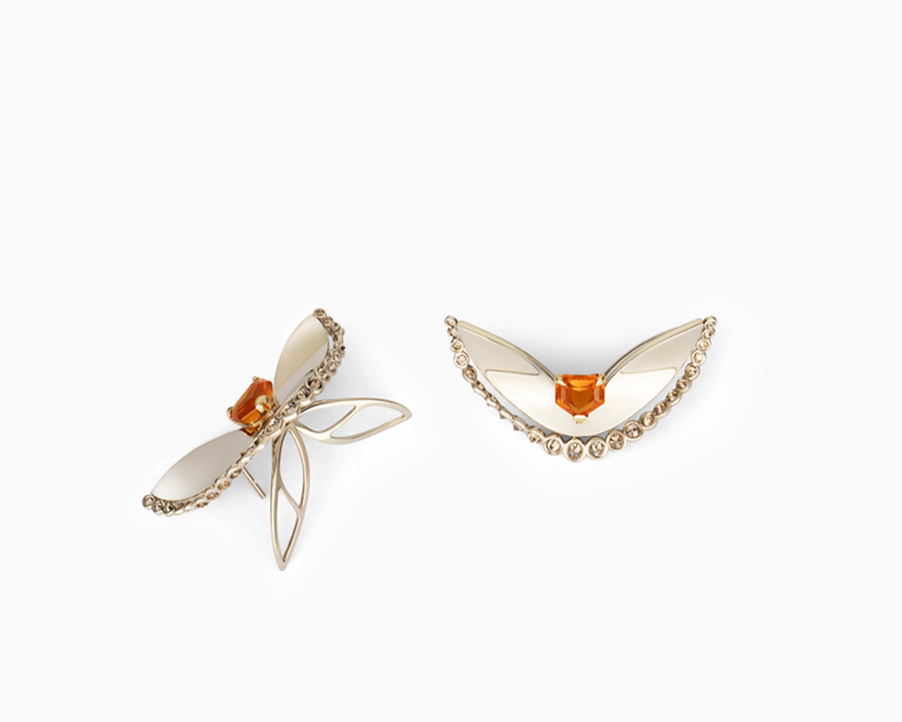 Naiad Glowfall earrings polished gold wings