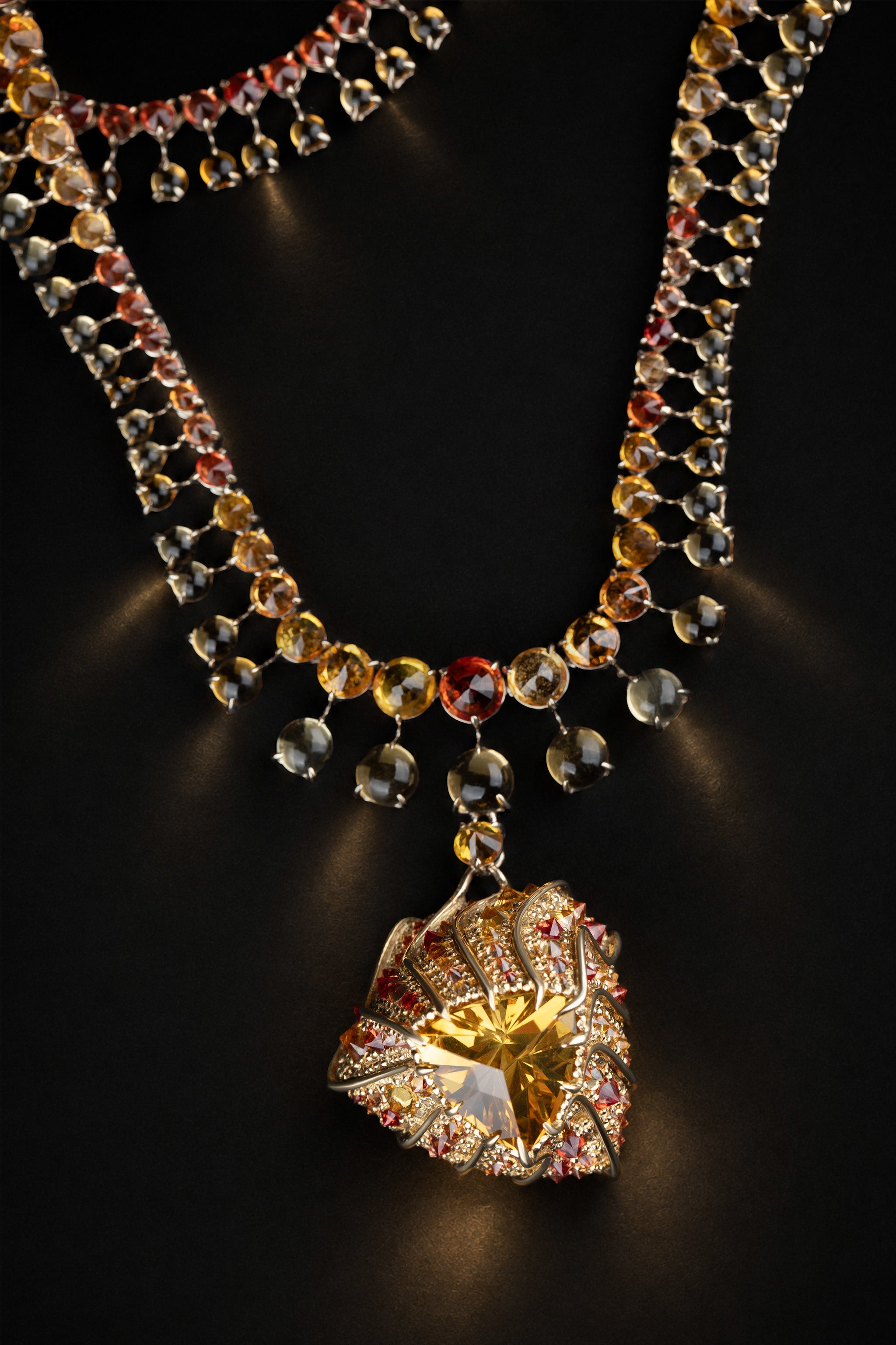 Stereón Aurion Necklace with citrine and orange sapphires